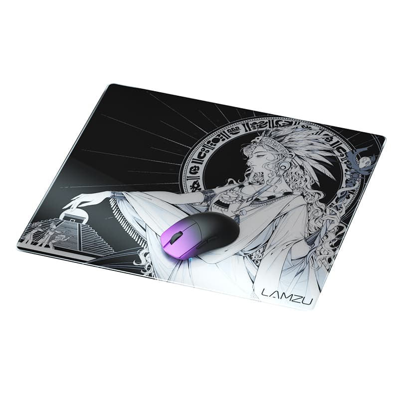 LAMZU MAYA Glass Mousepad з мишею на скляній поверхні
